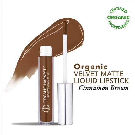 Before and after photo using Organic Harvest Velvet Matte Liquid Lipstick, illustrating transformation with this organic liquid lipstick.