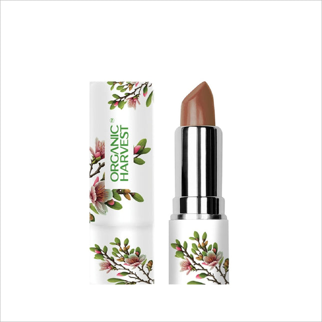 Close-up of Organic Harvest Moisture Matte Lipstick in Beetroot Red, showcasing the creamy matte texture that defines this organic matte lipstick.