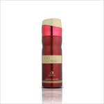 Oud Seduction Deodorant Body Spray by Birra, featuring an elegant red bottle with a gold top, displaying the product name prominently.