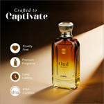 Oud Nirvana Perfume in an elegant setting, demonstrating the luxurious experience of wearing oud nirvana perfume.