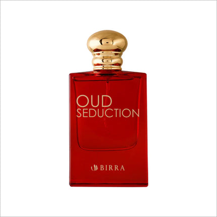 Elegant close-up view of the Oud Seduction EDP bottle, highlighting its distinctive features and luxurious aesthetics.