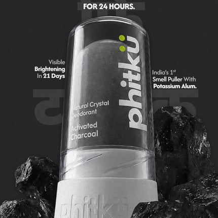 Phitku Charcoal Alum Infused Crystal Roll-On Stick 100g