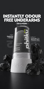 Phitku Charcoal Alum Infused Crystal Roll-On Stick 100g