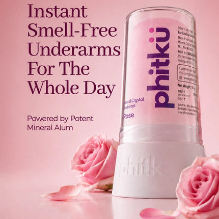 Phitku Rose Alum Infused Crystal Roll-On Stick 100g
