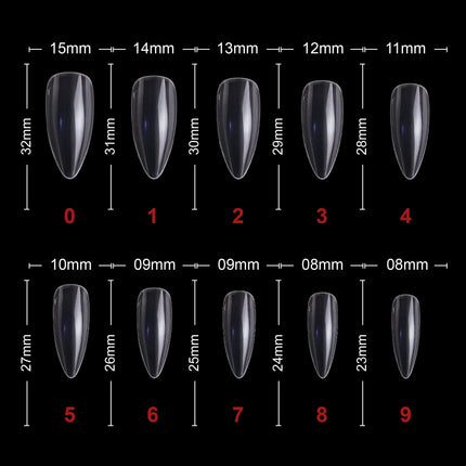 PKT 500pcs Almond Nail Tips Clear - 3