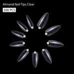 PKT 500pcs Almond Nail Tips Clear - 4