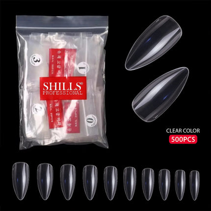 PKT 500pcs Almond Nail Tips Clear - 5