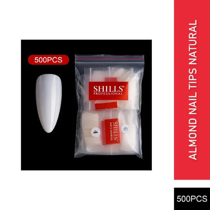 PKT 500pcs Almond Nail Tips Natural - 1