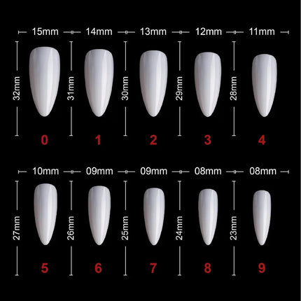 PKT 500pcs Almond Nail Tips Natural - 3