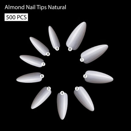 PKT 500pcs Almond Nail Tips Natural - 4
