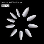 PKT 500pcs Almond Nail Tips Natural - 4