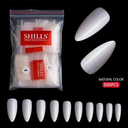 PKT 500pcs Almond Nail Tips Natural - 5