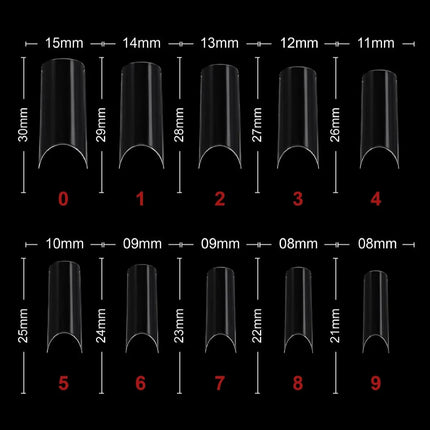 PKT 500pcs French Full Cover Nail Tips Clear - 3