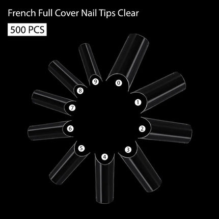 PKT 500pcs French Full Cover Nail Tips Clear - 4