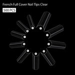 PKT 500pcs French Full Cover Nail Tips Clear - 4