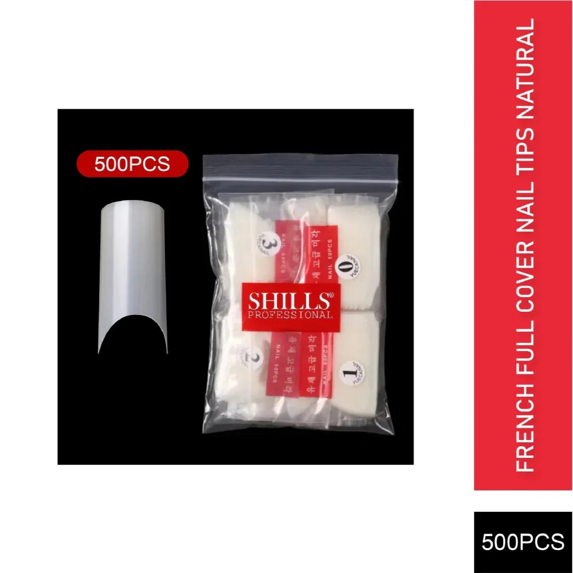 PKT 500pcs French Full Cover Nail Tips Natural - 1