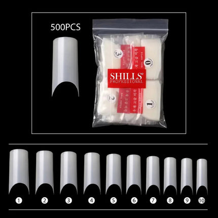 PKT 500pcs French Full Cover Nail Tips Natural - 2