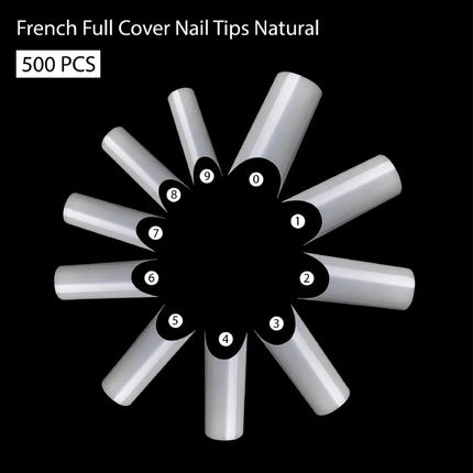 PKT 500pcs French Full Cover Nail Tips Natural - 4