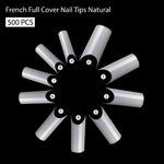 PKT 500pcs French Full Cover Nail Tips Natural - 4