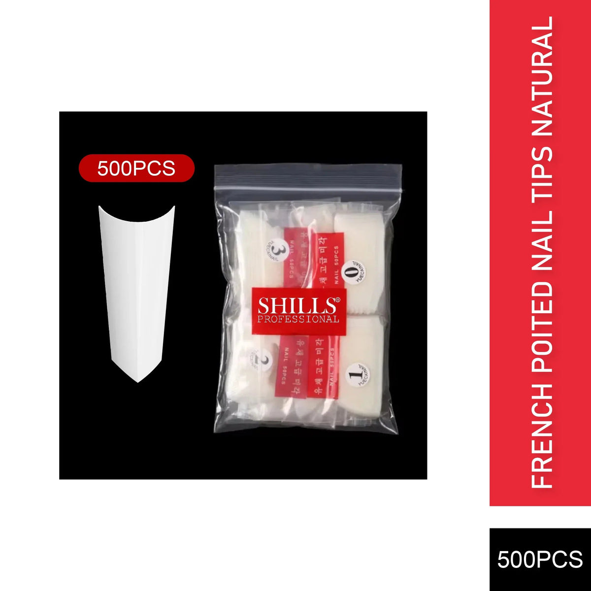 PKT 500pcs French Poited Natural nail tips