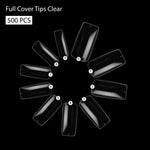 PKT 500pcs Full Cover Tips-Clear