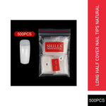 PKT 500pcs Long Half Cover Nail Tips Natural