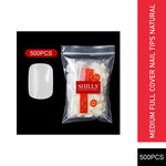 PKT 500pcs Medium Full Cover Nail Tips Natural