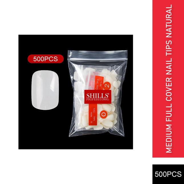 PKT 500pcs Medium Full Cover Nail Tips Natural