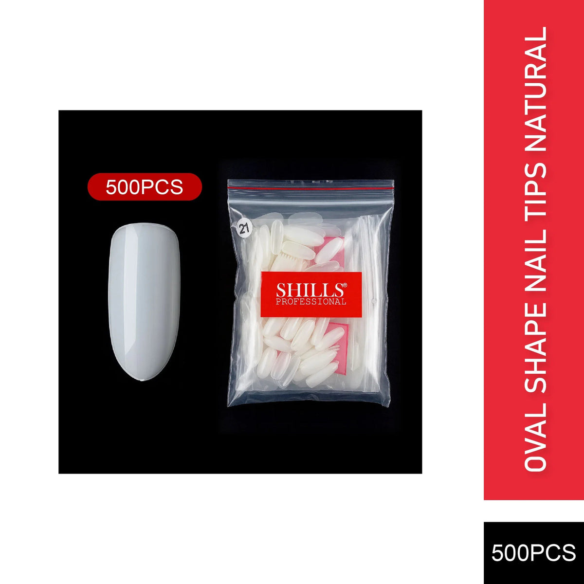 PKT 500pcs Oval Shape Nail Tips Natural