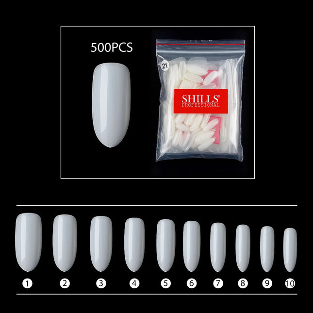 PKT 500pcs Oval Shape Nail Tips Natural
