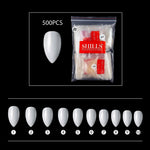 PKT 500pcs Pen Pointed Shape Nail Tips Natural