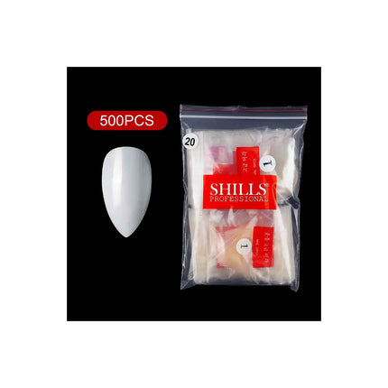 PKT 500pcs Pen Pointed Shape Nail Tips Natural