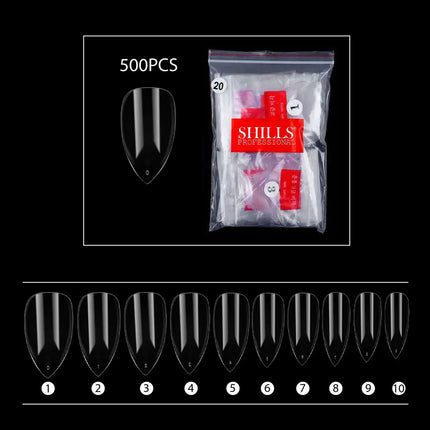 PKT 500pcs Pen Pointed Shape Nail Tips Natural