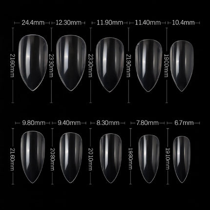 PKT 500pcs Pen Pointed Shape Nail Tips Natural