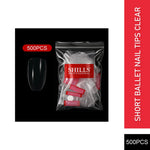 PKT 500pcs Short Ballet Nail Tips Clear - 1