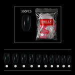 PKT 500pcs Short Ballet Nail Tips Clear - 2