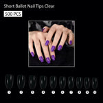 PKT 500pcs Short Ballet Nail Tips Clear - 4