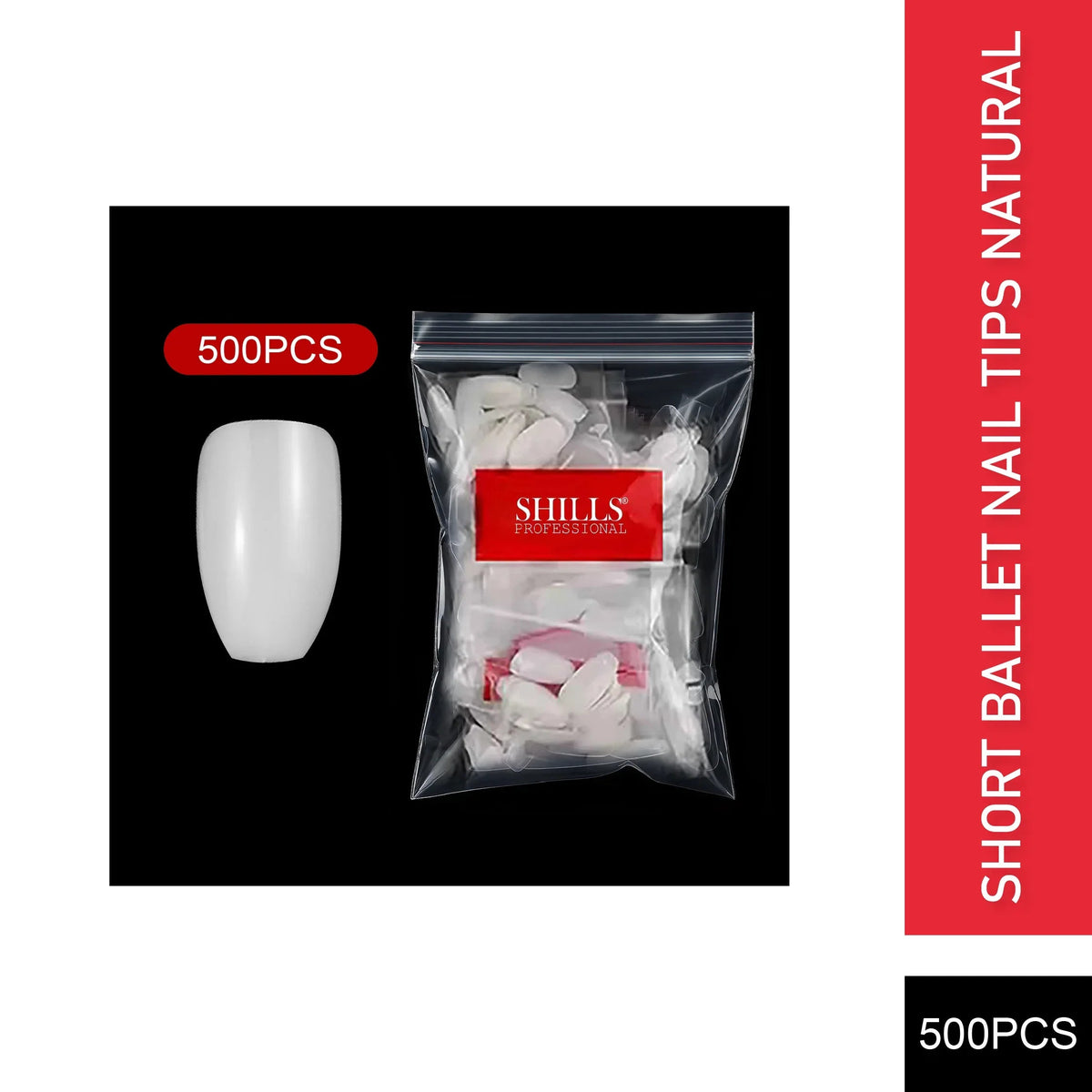 PKT 500pcs Short Ballet Nail Tips Natural - 1