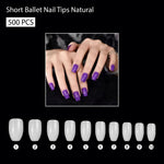 PKT 500pcs Short Ballet Nail Tips Natural - 4