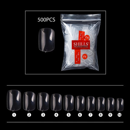 PKT 500pcs Short Full Cover Nail Tips Clear - 2