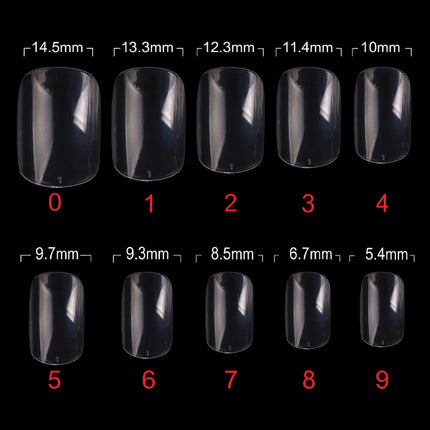 PKT 500pcs Short Full Cover Nail Tips Clear - 3