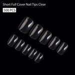PKT 500pcs Short Full Cover Nail Tips Clear - 4