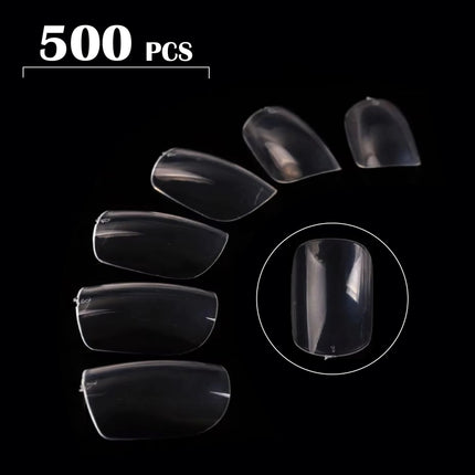 PKT 500pcs Short Full Cover Nail Tips Clear - 5