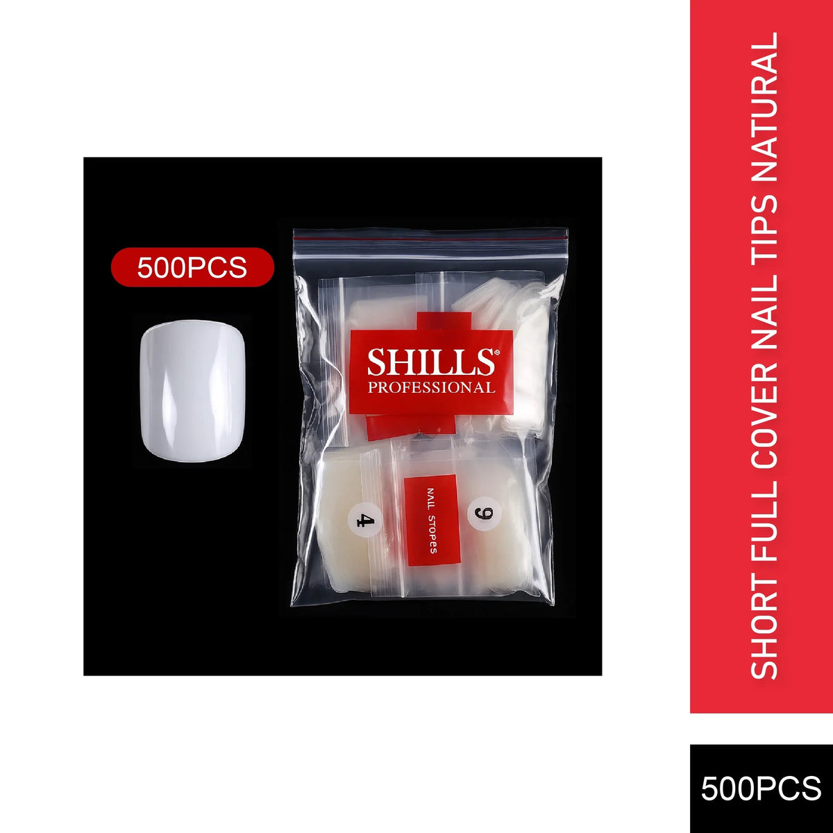 PKT 500pcs Short Full Cover Nail Tips Natural - 1