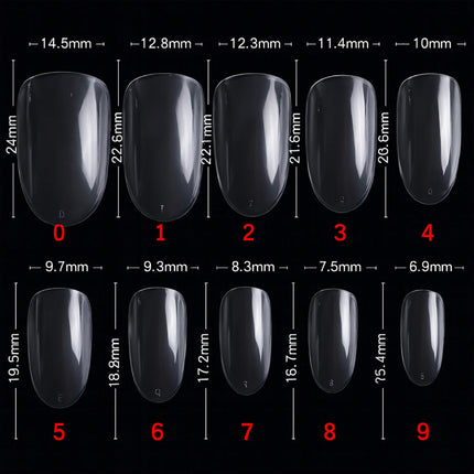 PKT 500pcs Short Oval Nail Tips Clear - 3