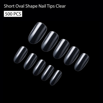 PKT 500pcs Short Oval Nail Tips Clear - 4