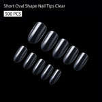 PKT 500pcs Short Oval Nail Tips Clear - 4