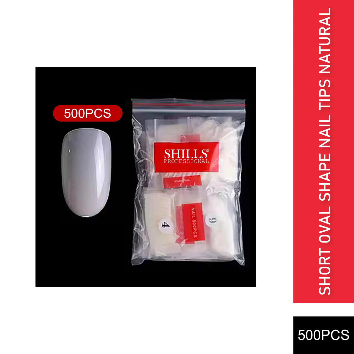 PKT 500pcs Short Oval Shape Nail Tips Natural - 1
