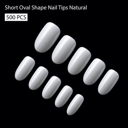PKT 500pcs Short Oval Shape Nail Tips Natural - 4
