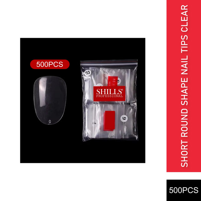 PKT 500pcs Short Round Shape Nail Tips Clear - 1